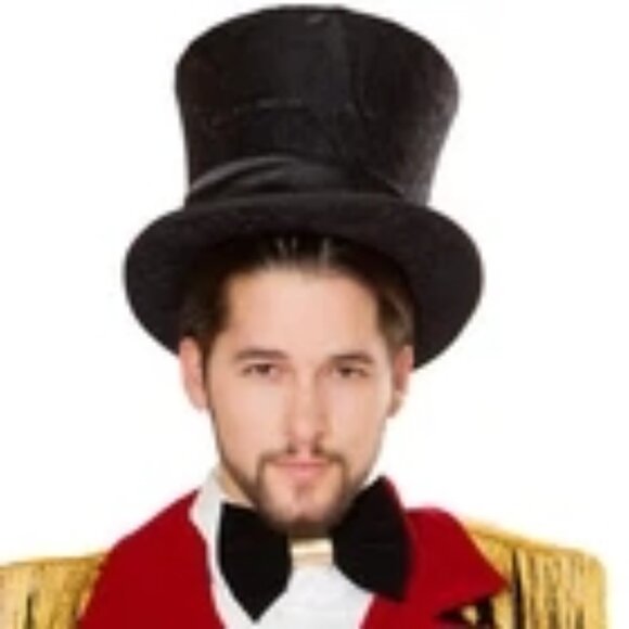 Oversized Top Hat Satin Lace Overlay Wide Band Costume Gothic Floral Black - Picture 5 of 5